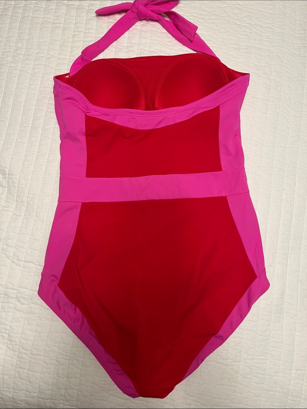 Boden Pink & Red Halter Color Block One-Piece Swimsuit - Long Torso - Picture 4 of 8